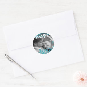 Beautiful Lace Thank You Wedding your photo Classic Round Sticker