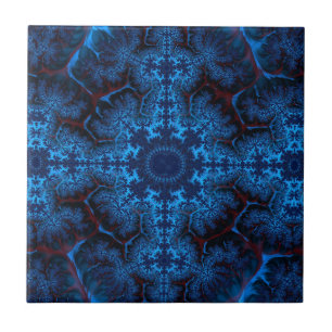 Beautiful Lacy Blue Filigree Fractal Abstract Th Tile