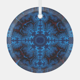 Beautiful Lacy Blue Fractal Abstract Suncatcher Glass Tree Decoration