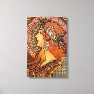 Beautiful ladies profile - Mucha Canvas Print