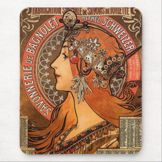 Beautiful ladies profile - Mucha Mouse Pad