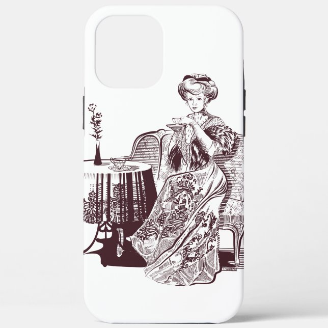 Beautiful Lady drinks tea Case-Mate iPhone Case (Back)