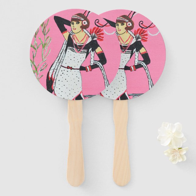 Beautiful lady  hand fan (Front and Back)