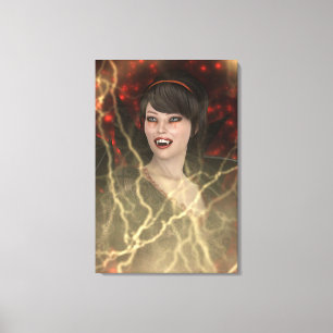 Beautiful Lady Vamp Perfect Halloween Witch Style Canvas Print