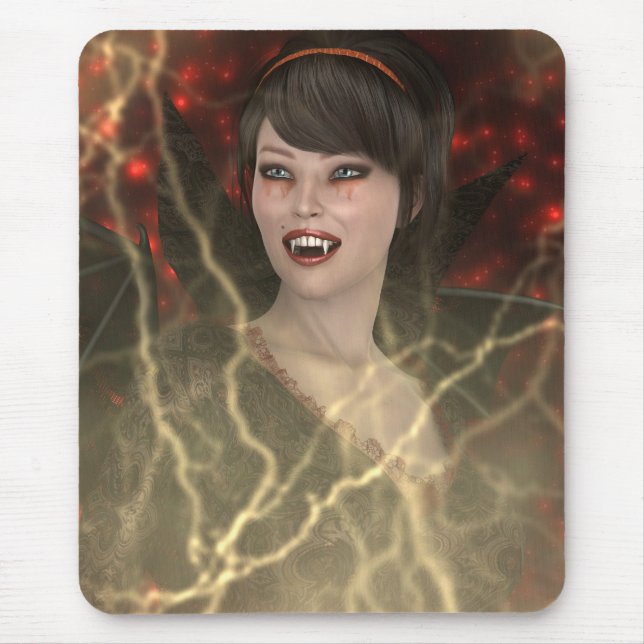 Beautiful Lady Vamp Perfect Halloween Witch Style Mouse Pad (Front)
