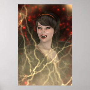 Beautiful Lady Vamp Perfect Halloween Witch Style Poster