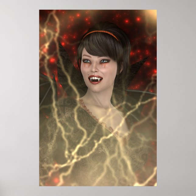 Beautiful Lady Vamp Perfect Halloween Witch Style Poster (Front)