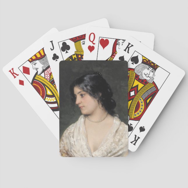 Beautiful Lady with a Pearl Necklace Playing Cards (Back)