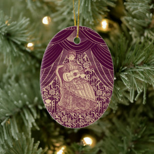 Beautiful lady with guitar ceramic tree decoration