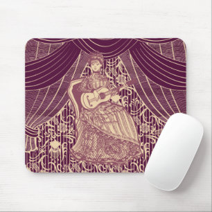 Beautiful lady with guitar mouse pad