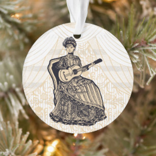 Beautiful lady with guitar ornament