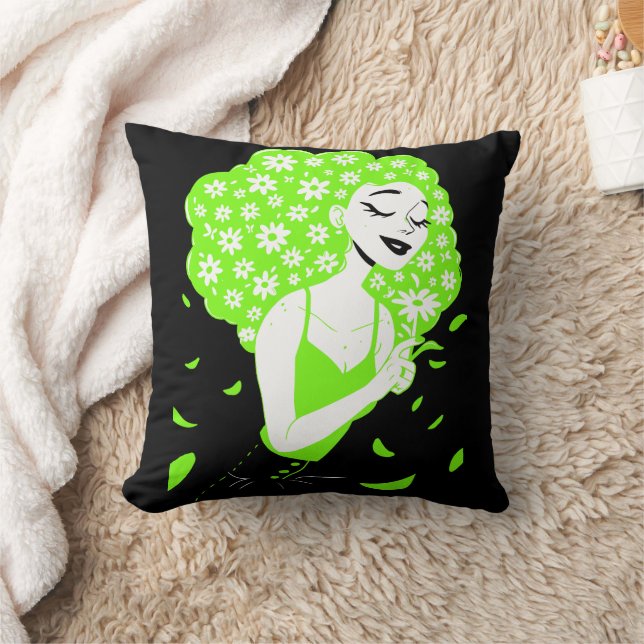 Beautiful lady with roses cushion (Blanket)