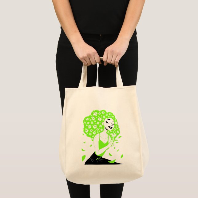 Beautiful lady with roses tote bag (Front (Product))