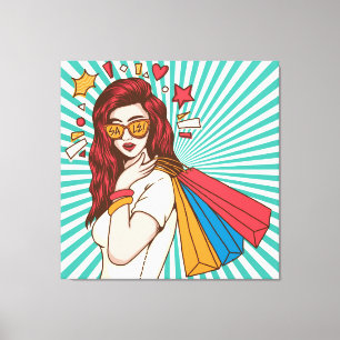 Beautiful Lady with Shopping Bag Canvas Print