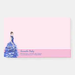 Beautiful Lady with Sparkly Blue Gown Fashion Post-it Notes