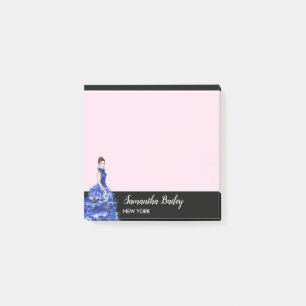 Beautiful Lady with Sparkly Blue Gown Fashion Post-it Notes