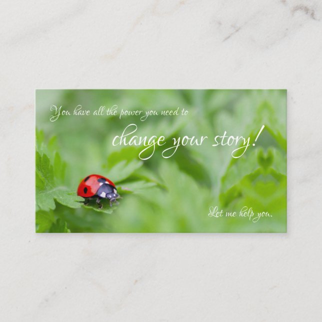 Beautiful ladybug with motivational quote business card (Front)