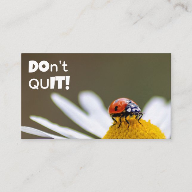 Beautiful ladybug with motivational quote business card (Front)