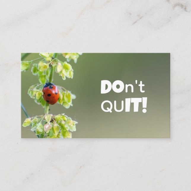 Beautiful ladybug with motivational quote business card (Front)