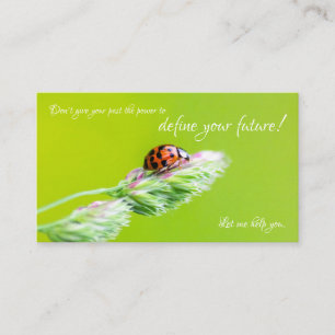 Beautiful ladybug with positive motivational quote business card