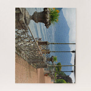 Beautiful Lake Como Italy Garden Terrace Jigsaw Puzzle
