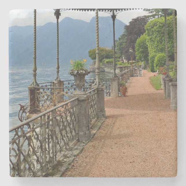 Beautiful Lake Como Italy Garden Terrace Stone Coaster (Front)
