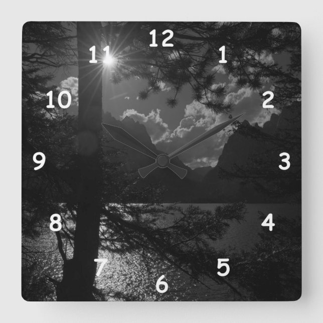 Beautiful Lake in the Moon Light Square Wall Clock (Front)