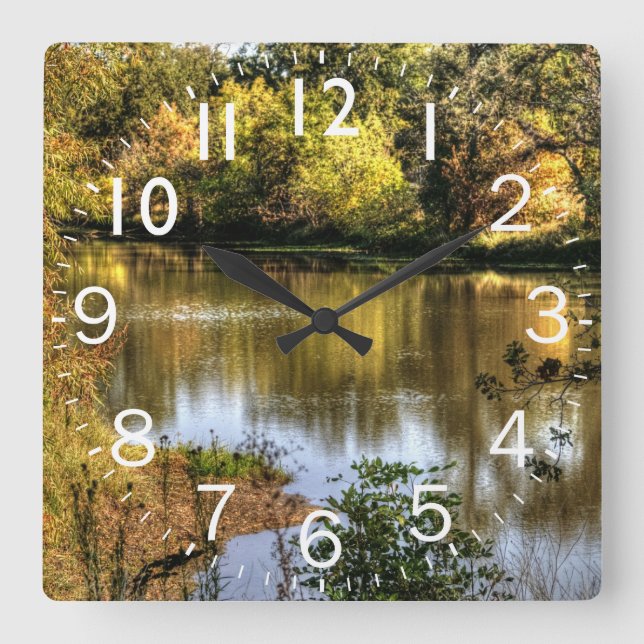Beautiful Lake scene Square Wall Clock (Front)