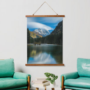 Beautiful lake with mountains in Zgornje Jezersko Hanging Tapestry
