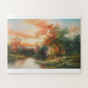 Beautiful landscape at sunset painting jigsaw puzzle