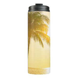 Beautiful landscape of sea ocean with silhouette c thermal tumbler