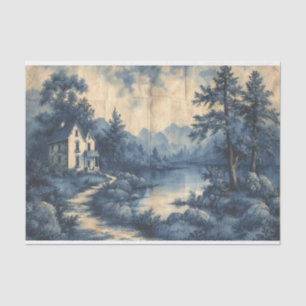 Beautiful Landscape on a crumpled paper