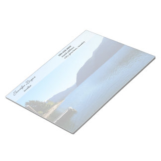 beautiful landscape photography of blue sky, lake, notepad