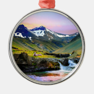 Beautiful Landscape Scenery of Iceland Metal Tree Decoration