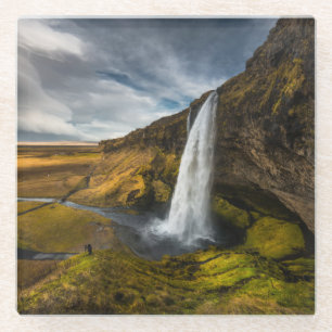 Beautiful Landscape View of Seljalandsfoss Glass Coaster