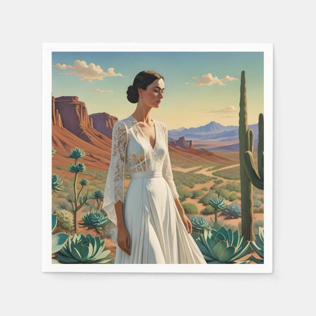 Beautiful Landscape with a Woman Spiritual Art Napkin (Front)