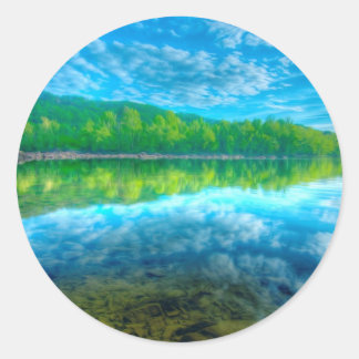 Beautiful landscape with turquoise lake classic round sticker