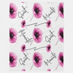 Beautiful Large Pink Floral Fleece Blanket
