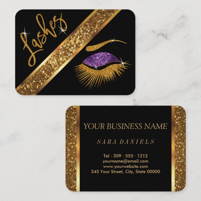 Beautiful Lashes - Purple Business Card (Front/Back)