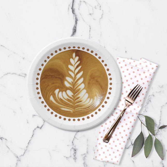 Beautiful Latte Floral Leaf Art Tree Paper Plate (Creator Uploaded)