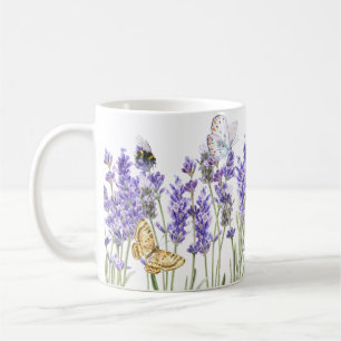 Beautiful Lavender Butterflies Floral  Coffee Mug