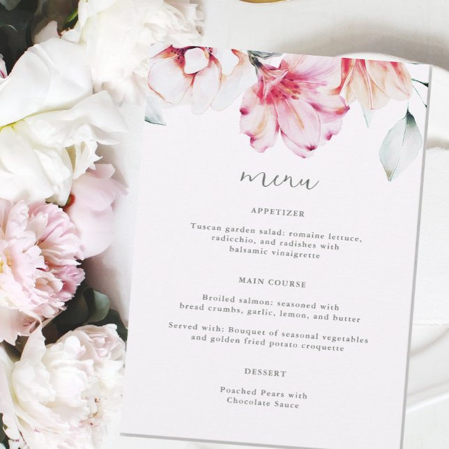 Beautiful Lavender Colourful Floral Wedding Menu (Creator Uploaded)