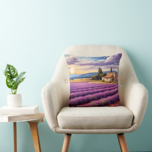 Beautiful lavender field in Provence  Cushion