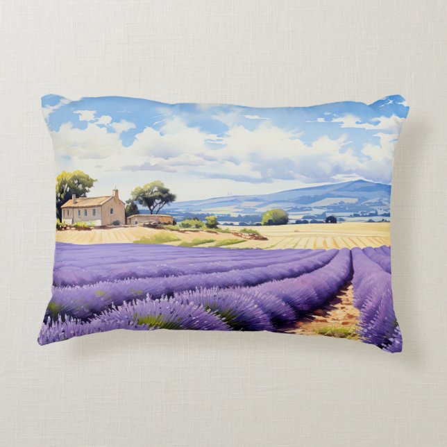 Beautiful lavender field in Provence  Decorative Cushion (Back)