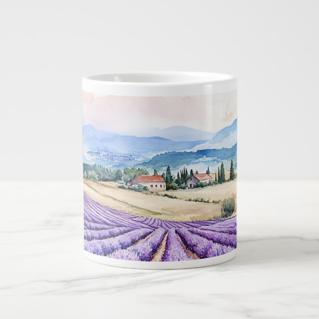 Beautiful lavender fields art large coffee mug (Front)