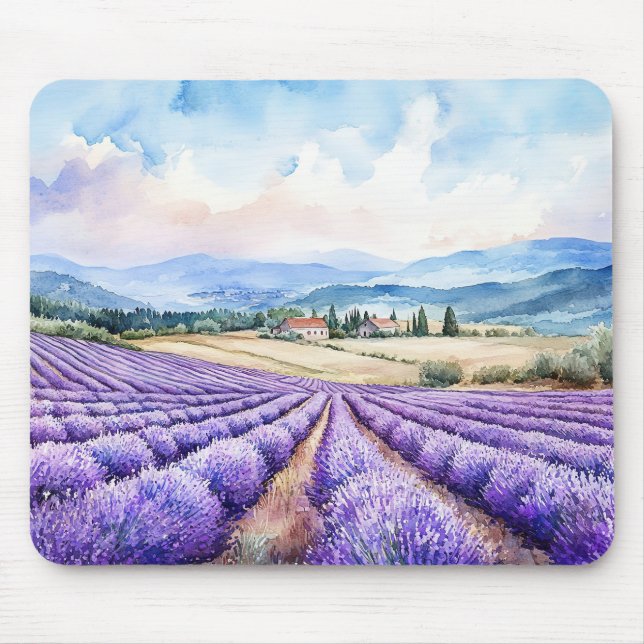 Beautiful lavender fields art mouse pad (Front)