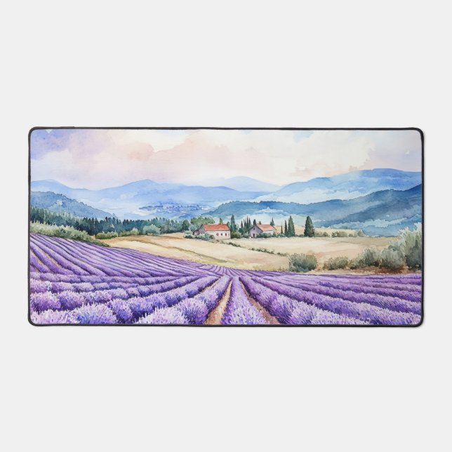 Beautiful lavender fields watercolours desk mat (Front)
