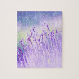 Beautiful Lavender Flower Field or meadow Purple Jigsaw Puzzle