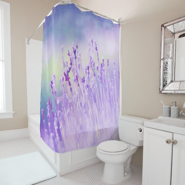 Beautiful Lavender Flower Field or meadow  Purple Shower Curtain (In Situ)