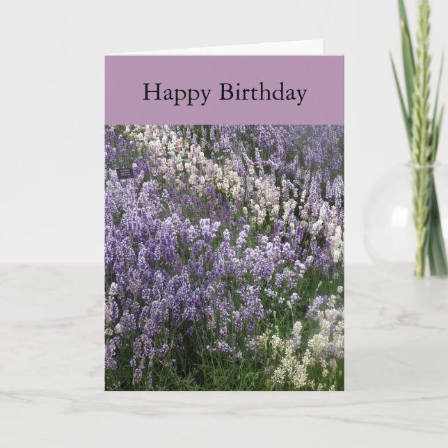Beautiful Lavender Happy Birthday Card (Front)